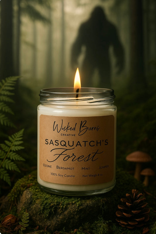 Sasquatch’s Forest Candle – Ozone, Moss & Earthy Woods | Soy Candle | 8 oz & 13 oz
