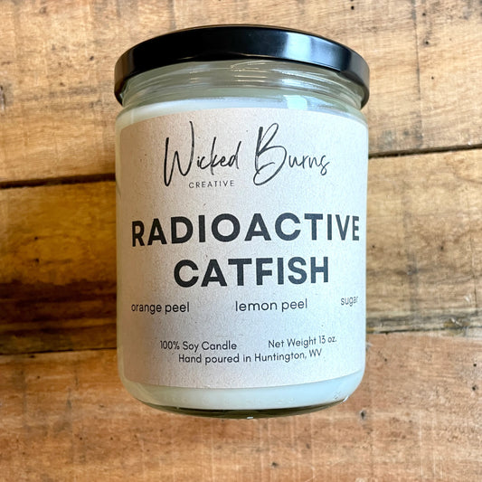 Radioactive Catfish Candle | Citrus Peach Sugar – 8oz or 13oz Soy