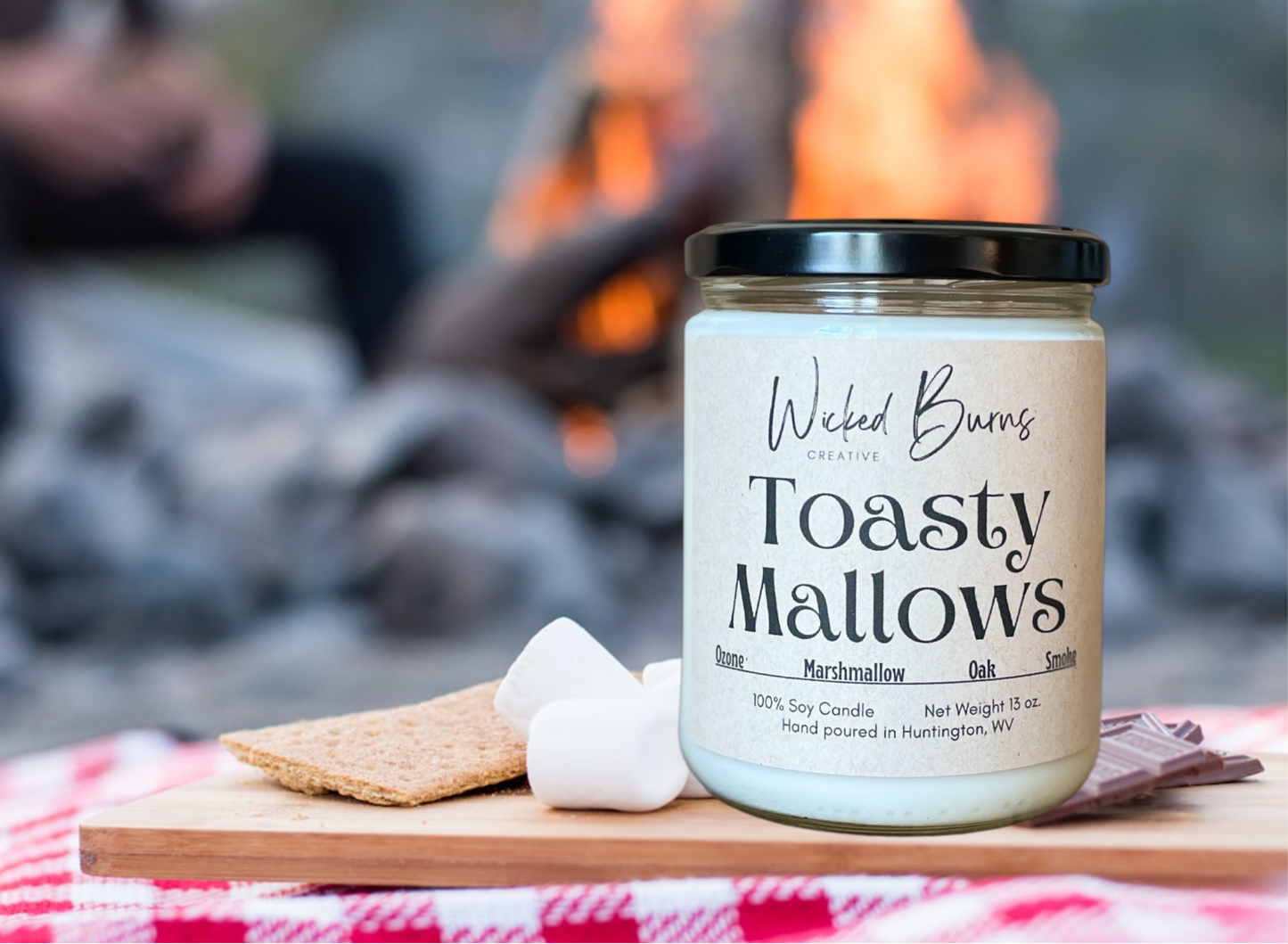 Toasty Mallow Candle | Fireside Marshmallow + Smoky Oak – Soy Wax