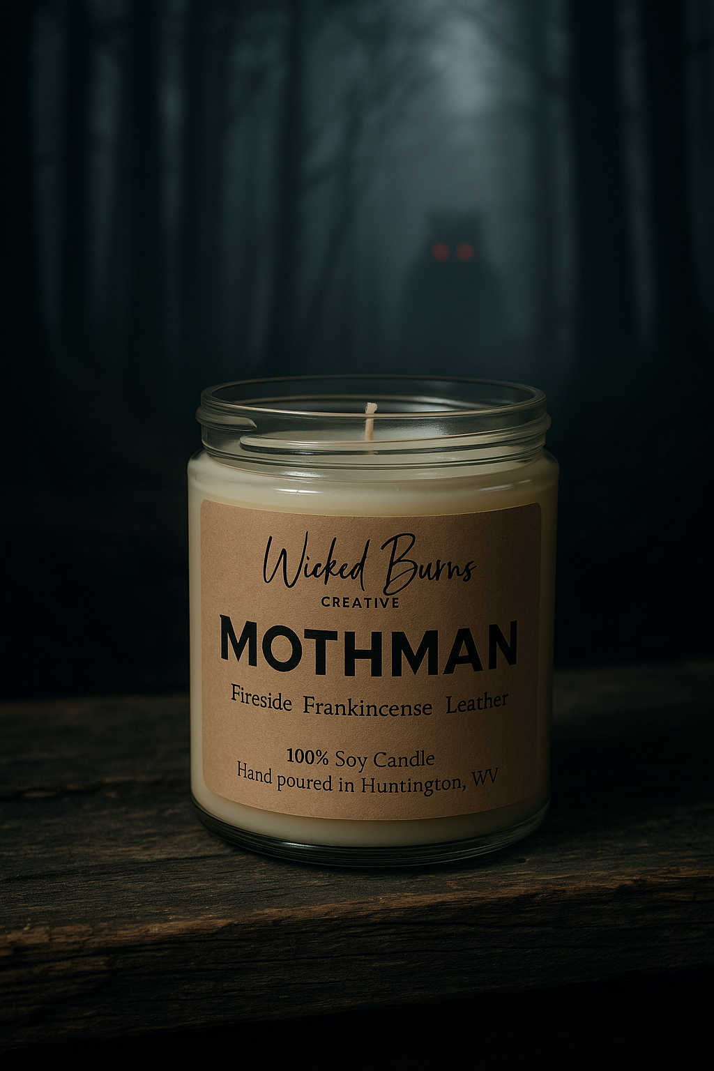Mothman Candle | Earthy Smoke, Leather & Oud – Soy Wax Blend