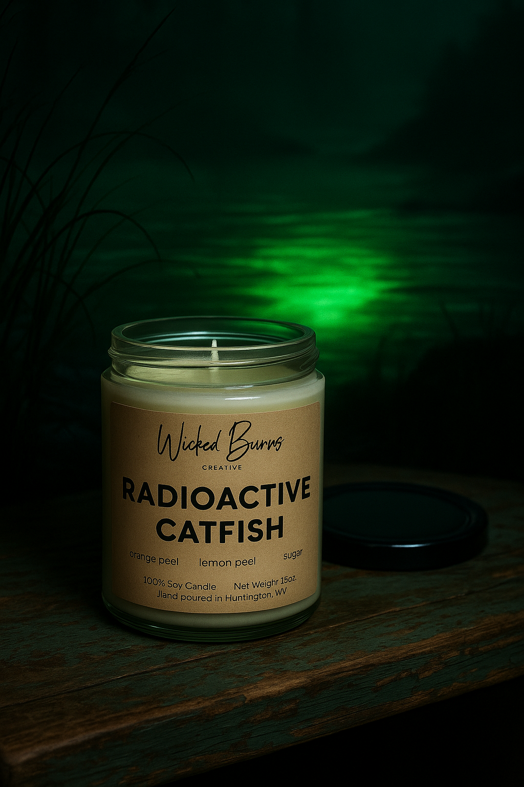 Radioactive Catfish Candle | Citrus Peach Sugar – 8oz or 13oz Soy