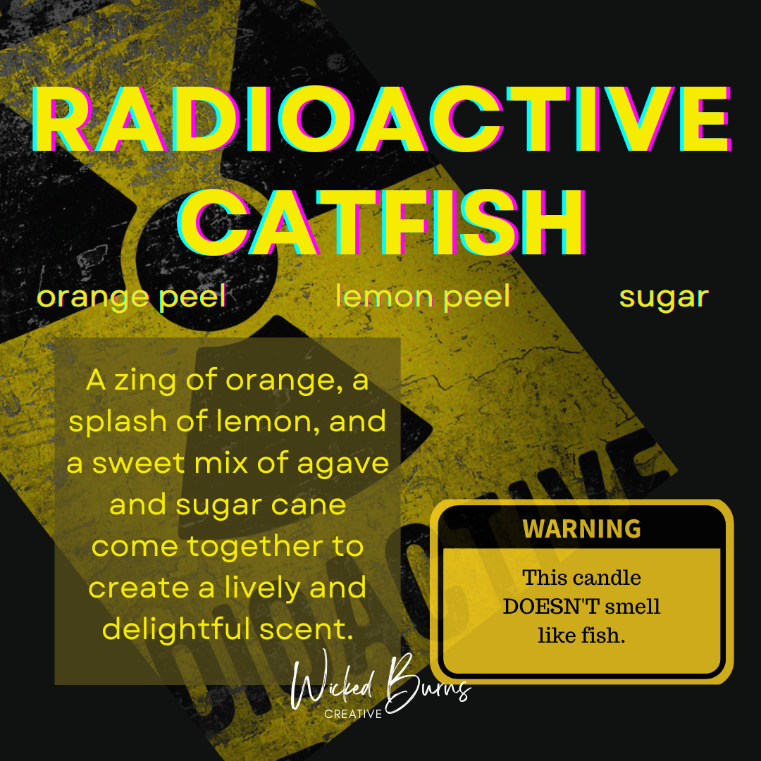 Radioactive Catfish Candle | Citrus Peach Sugar – 8oz or 13oz Soy